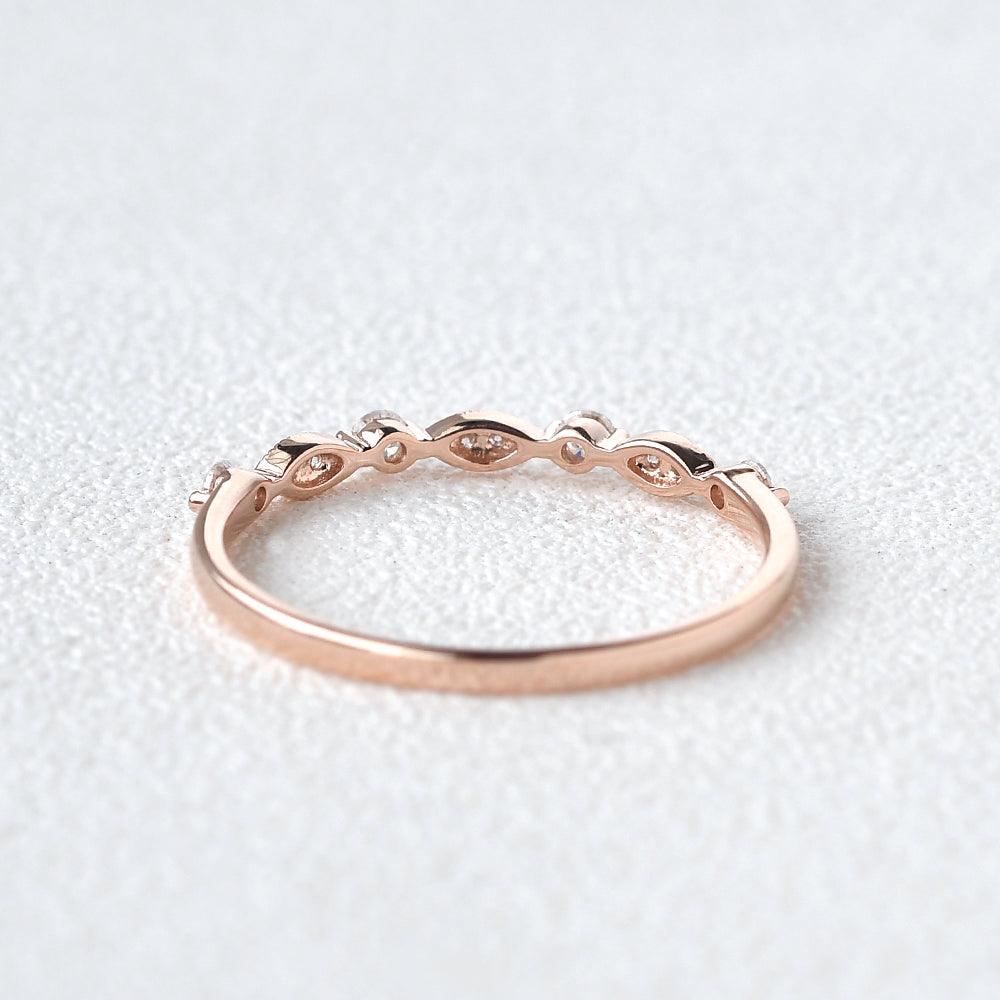 0.12 CT Round Cut Milgrain Moissanite Wedding Band