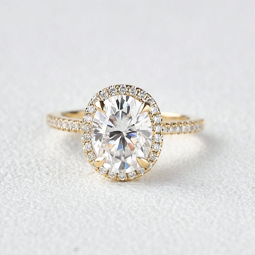 1.91 CT Oval Cut Halo Pave Moissanite Engagement Ring