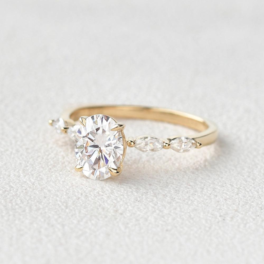1.33 CT Oval Cut Solitaire Pave Moissanite Engagement Ring