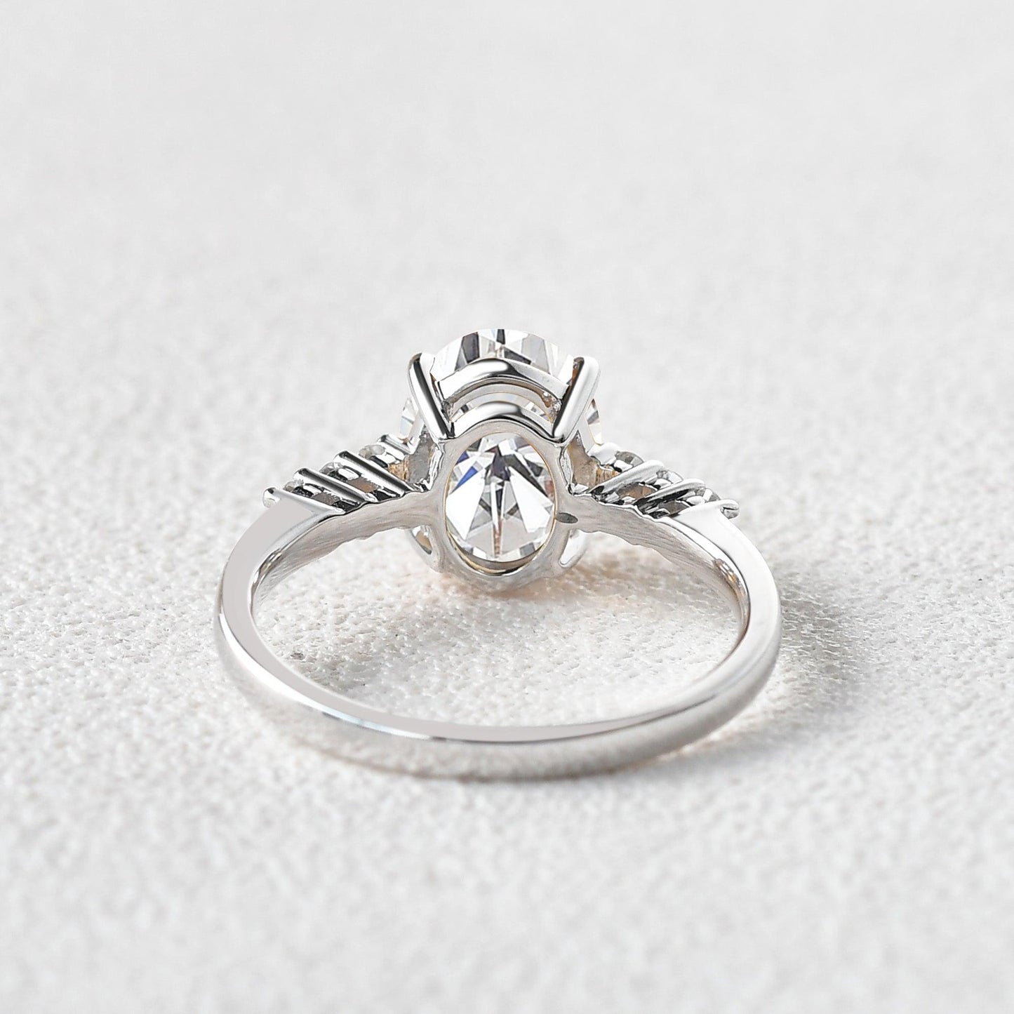 1.91 CT Oval Cut Solitaire Pave Moissanite Engagement Ring
