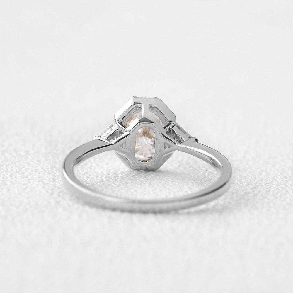 1.33 CT Oval Cut Three Stone Moissanite Engagement Ring