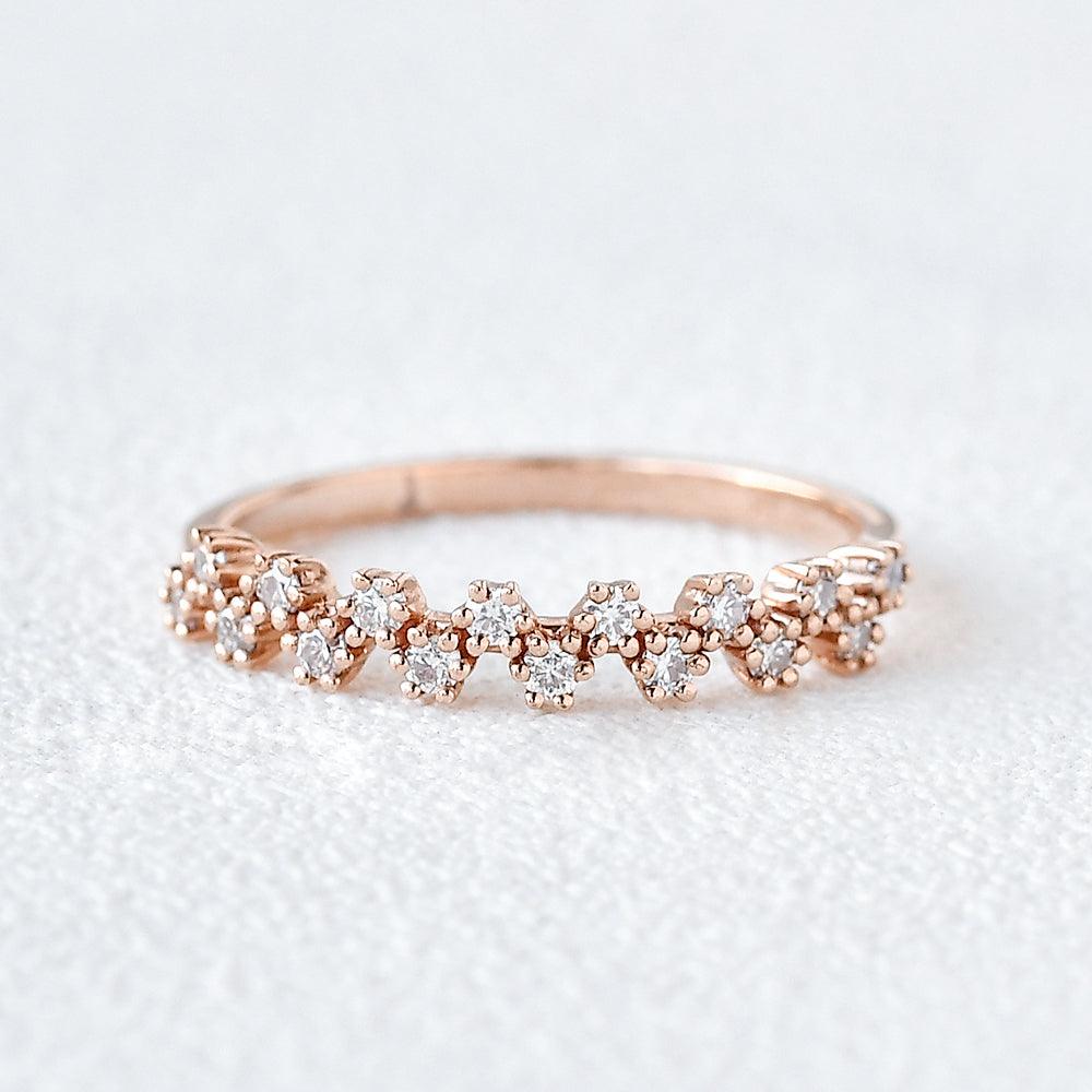 0.2 CT Round Cut Cluster Moissanite Wedding Band