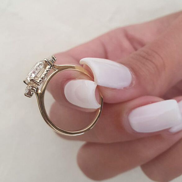 2.0 CT Round Cluster Style Moissanite Engagement Ring
