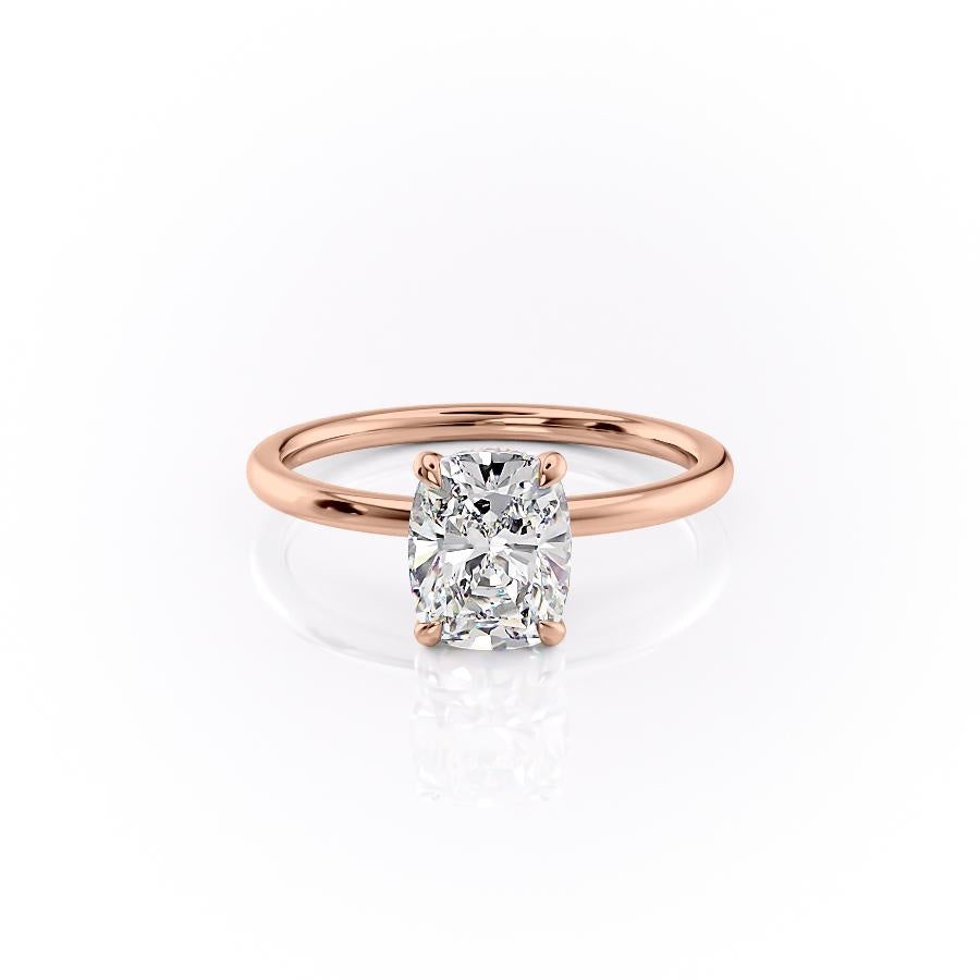 2.0 CT Elongated Cushion Cut Solitaire Hidden Halo Setting Moissanite Engagement Ring