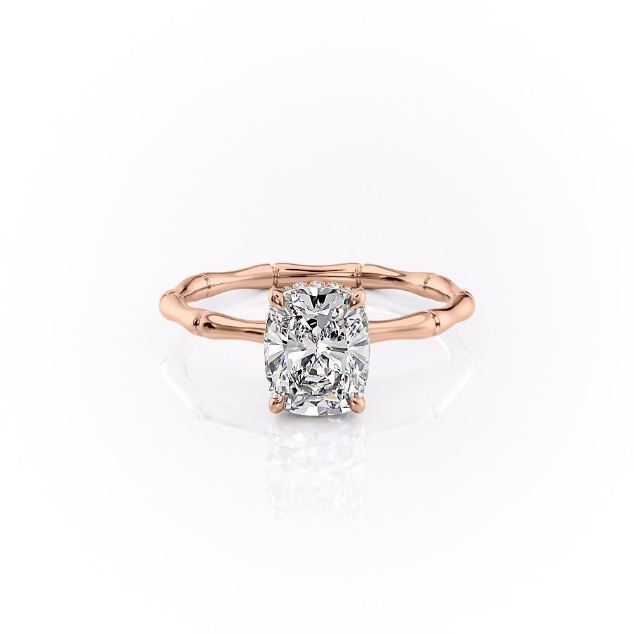 2.0 CT Cushion Cut Solitaire Hidden Halo Setting Moissanite Engagement Ring