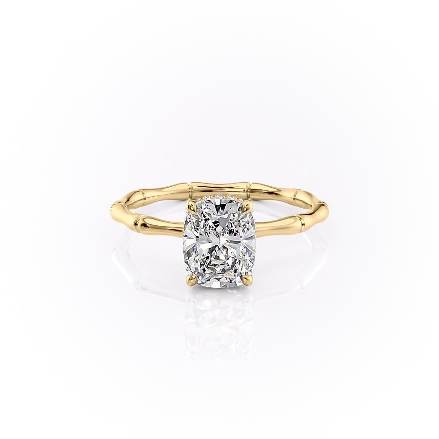 2.0 CT Cushion Cut Solitaire Hidden Halo Setting Moissanite Engagement Ring