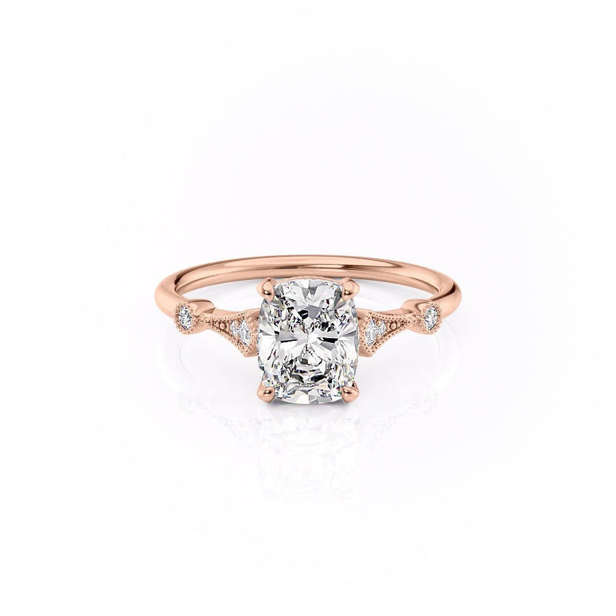 2.0 CT Elongated Cushion Cut Hidden Halo Moissanite Engagement Ring