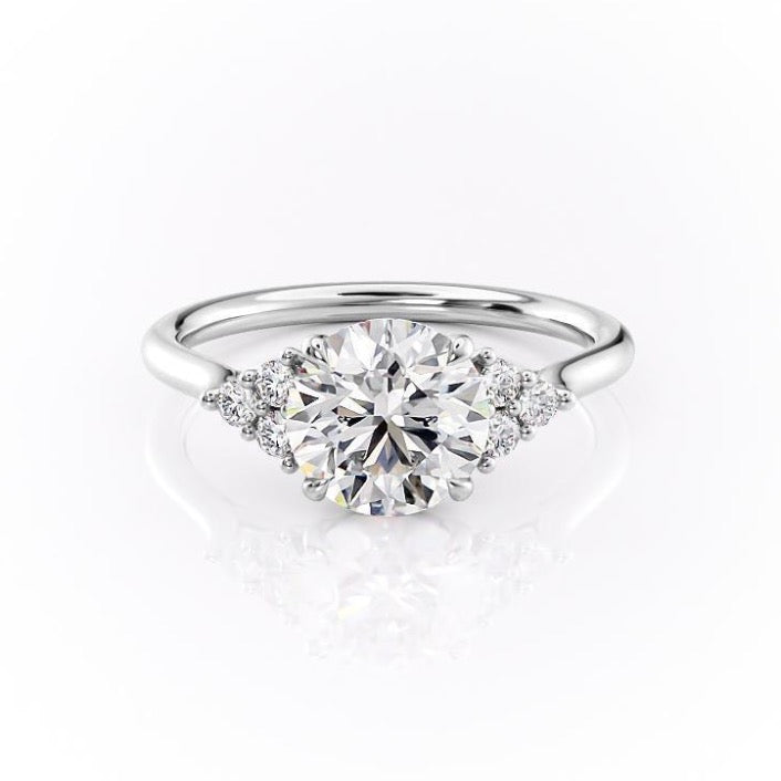 1.90 CT Round Cut Cluster Moissanite Engagement Ring