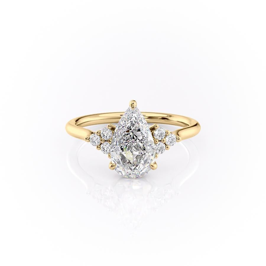 2.0 CT Pear Cut Cluster Moissanite Engagement Ring