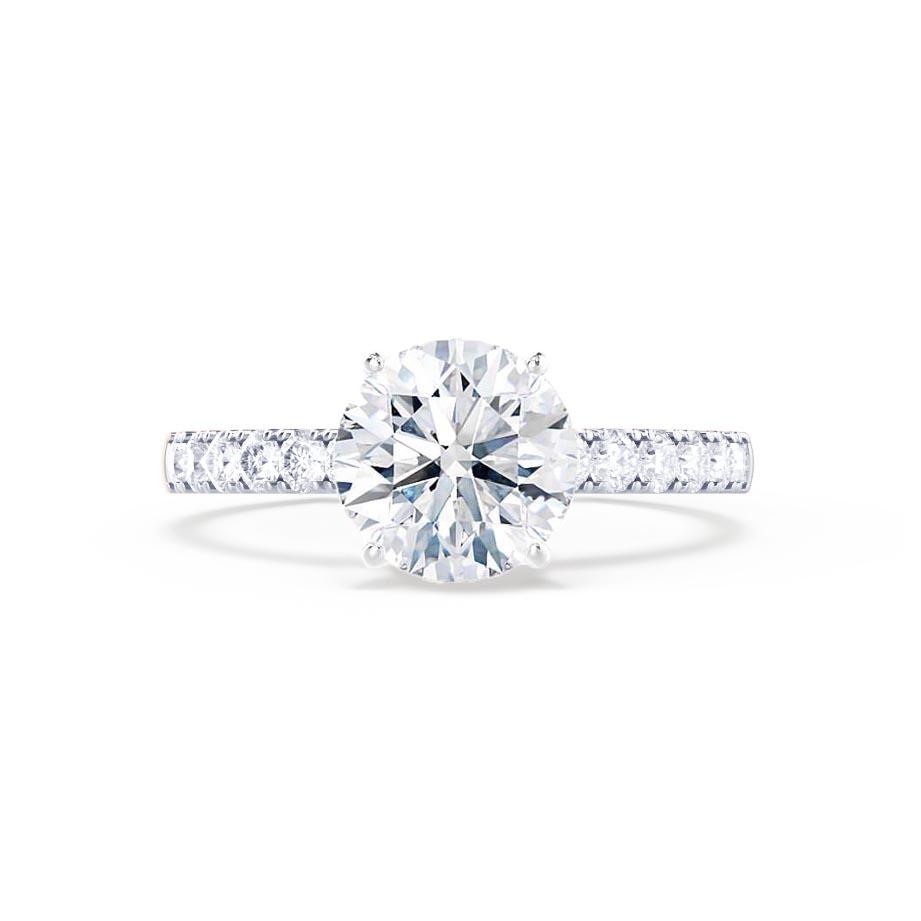 1.0 CT Round Shaped Moissanite Solitaire Pave Style Engagement Ring
