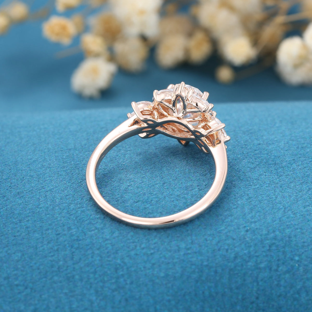 1.33 CT Oval Cluster Lab Grown Diamond Engagement Ring
