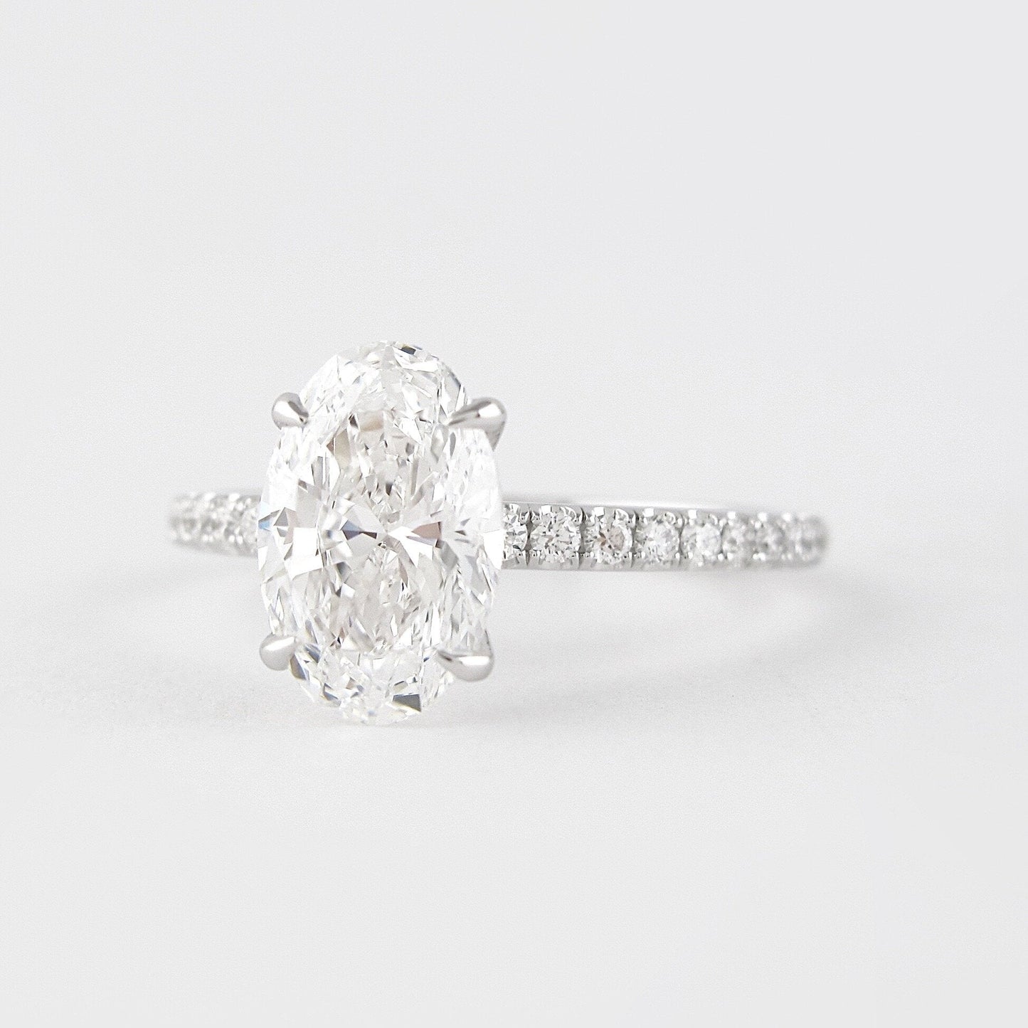 1.91 CT Oval Cut Pave Setting Moissanite Engagement Ring
