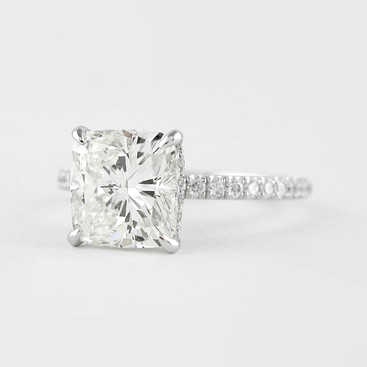 1.80 CT Cushion Hidden Halo & Pave Moissanite Engagement Ring