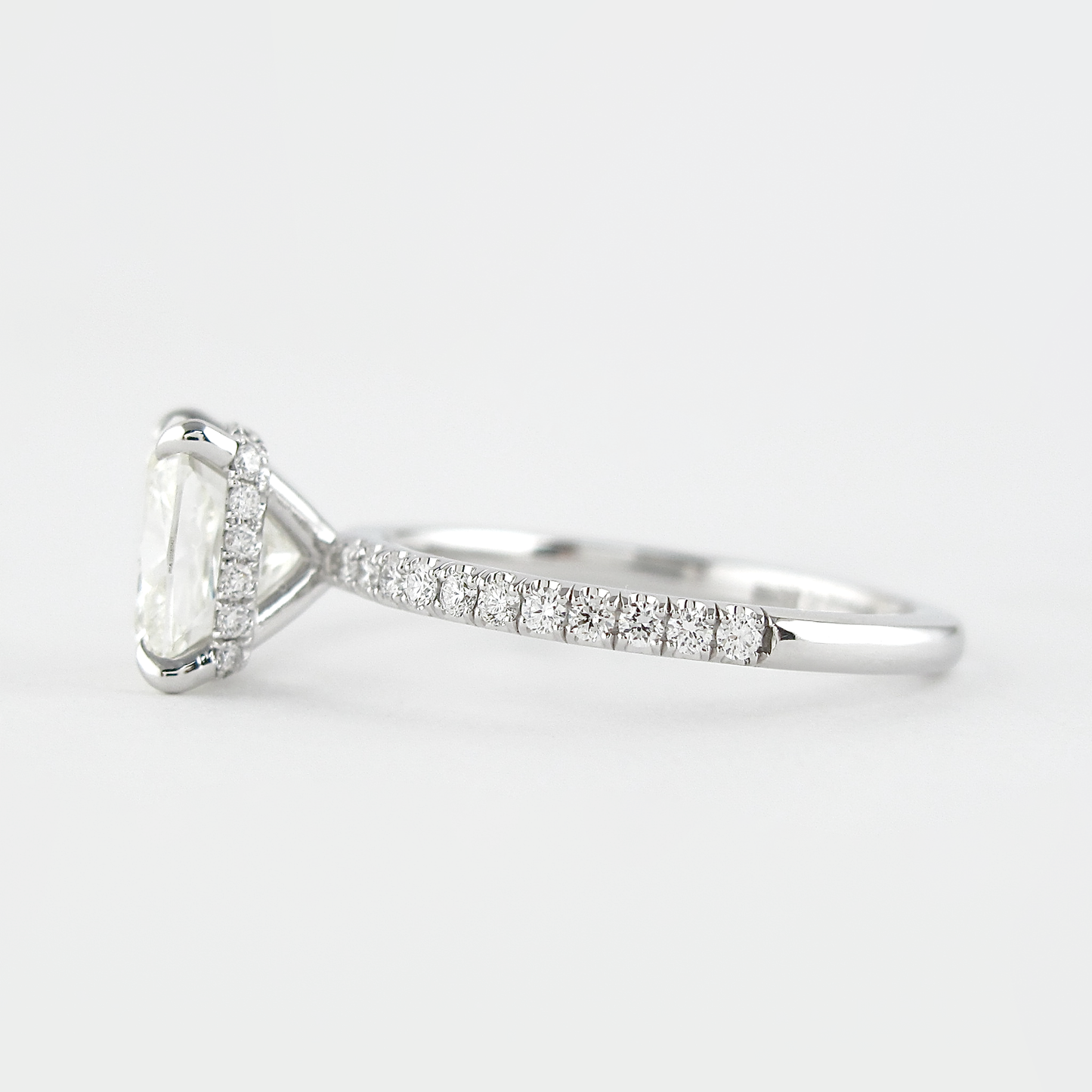 1.80 CT Cushion Hidden Halo & Pave Moissanite Engagement Ring
