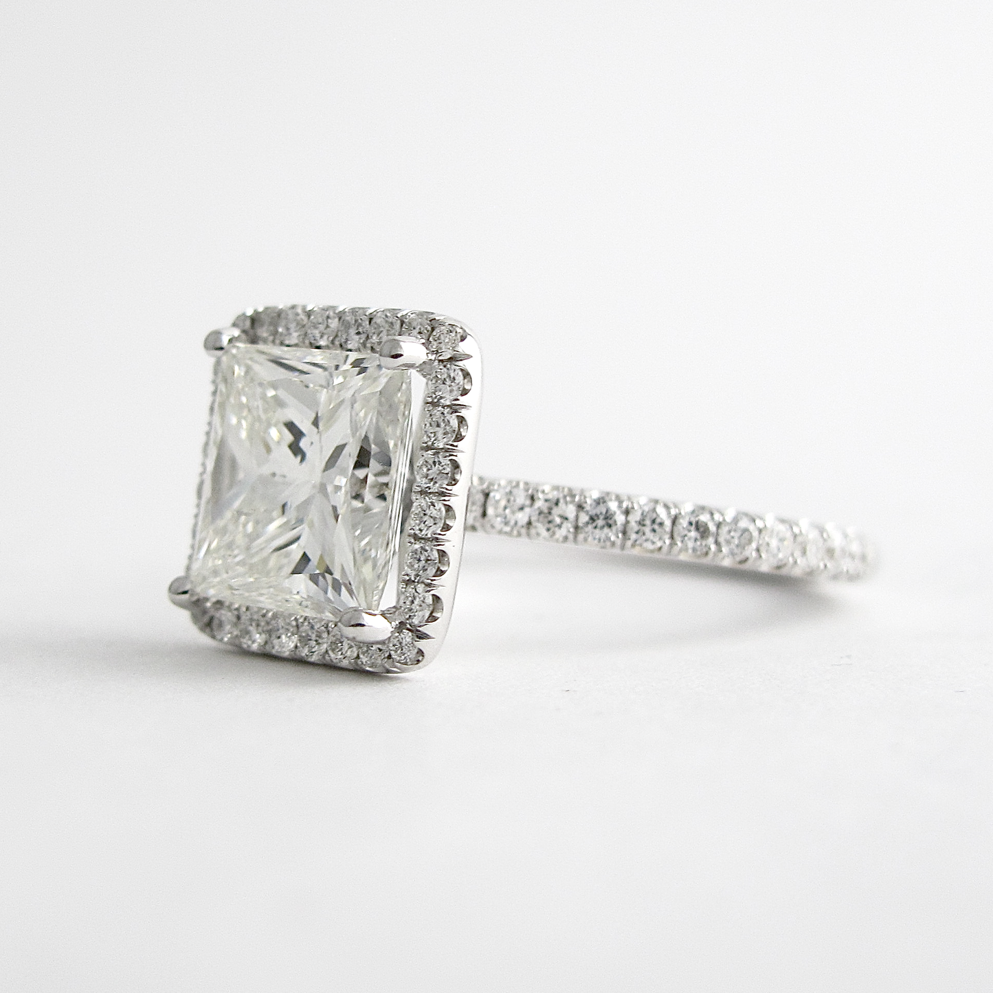 2.0 CT Princess Cut Halo Style Moissanite Engagement Ring