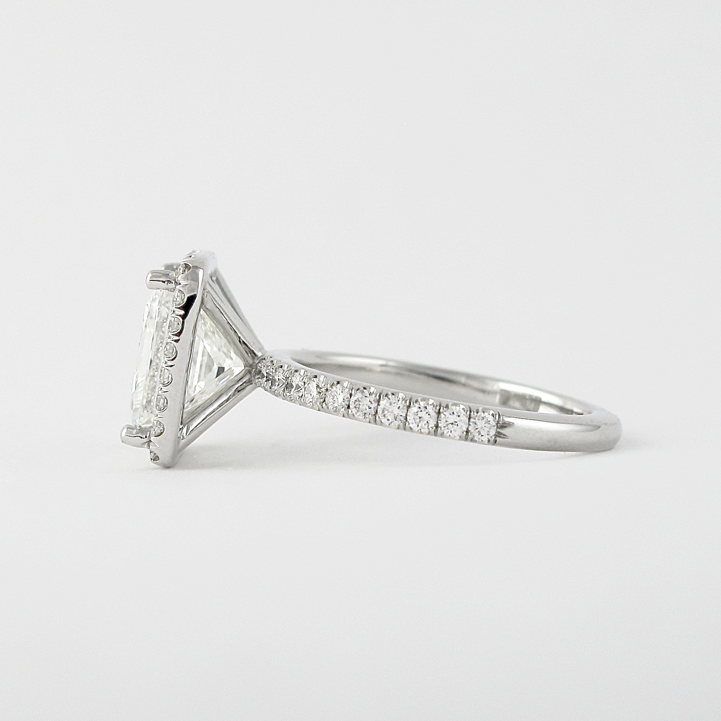 2.0 CT Princess Cut Halo Style Moissanite Engagement Ring