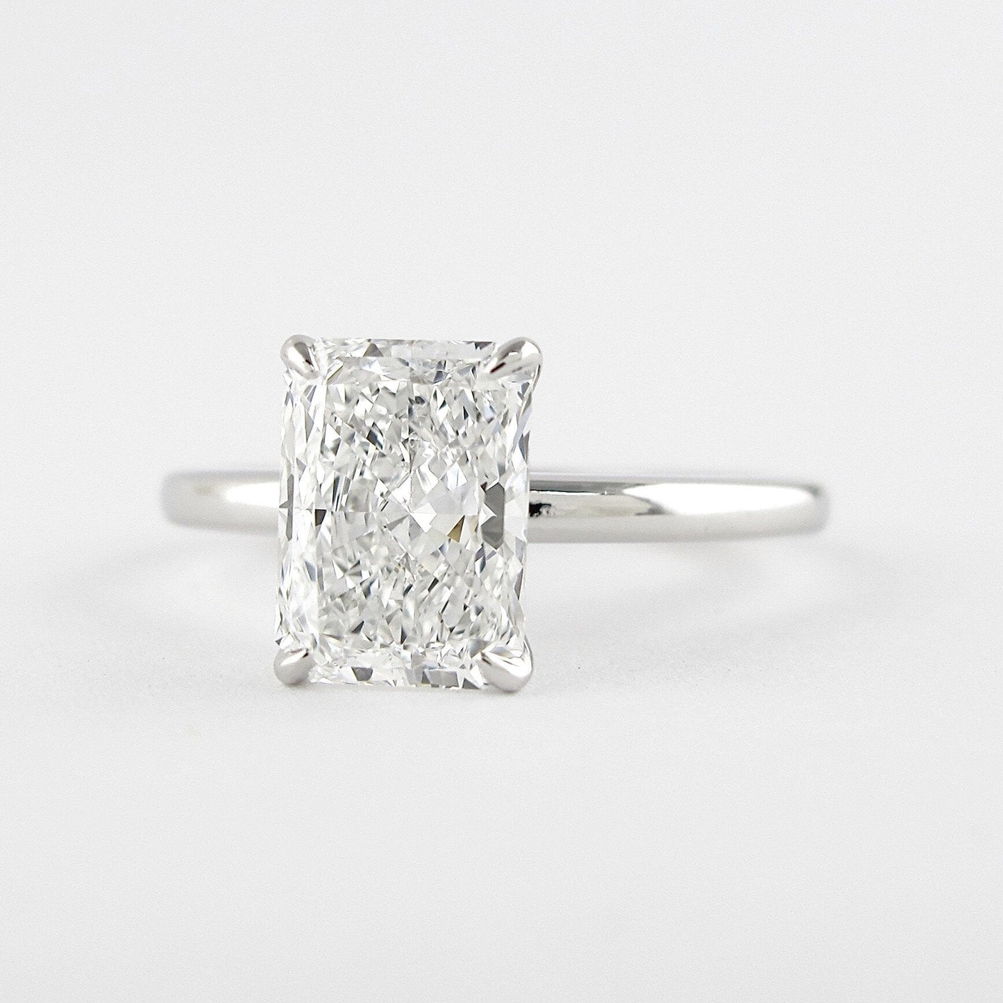 1.8 CT Radiant Cut Solitaire Style Moissanite Engagement Ring