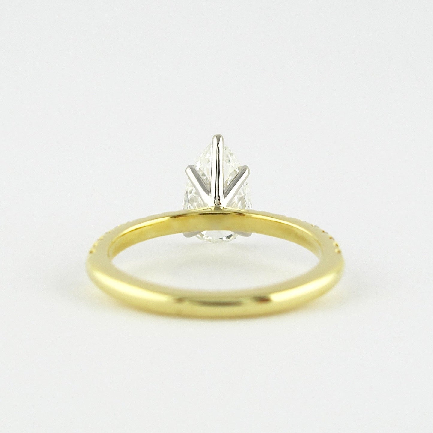 0.94 CT Pear Solitaire & Pave Setting Moissanite Engagement Ring