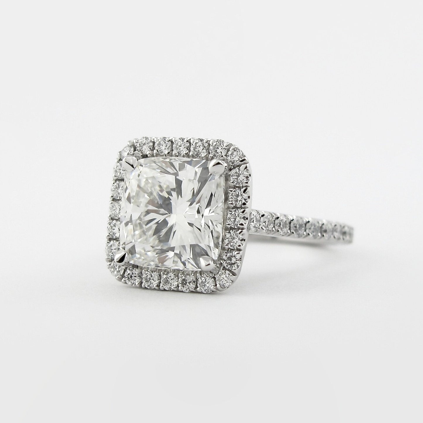 2.15 CT Cushion Cut Halo Style Moissanite Engagement Ring