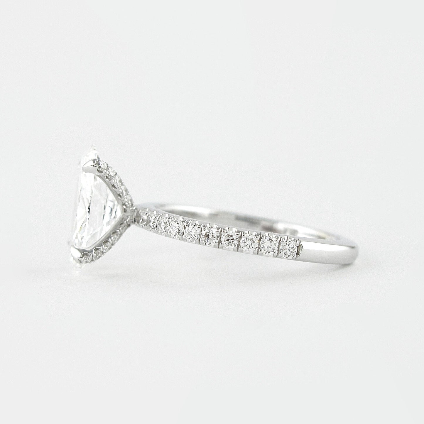 1.33 CT Oval Cut Pave Setting Moissanite Engagement Ring