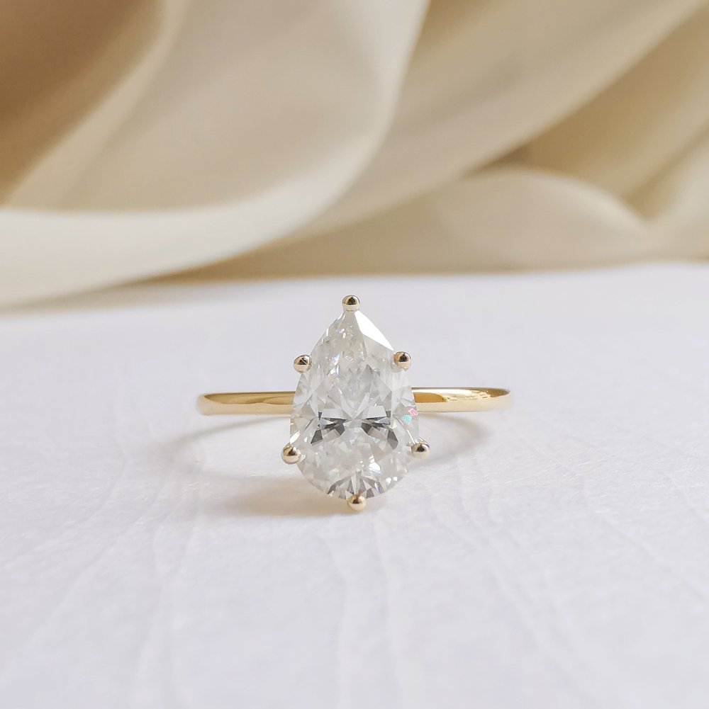 1.36 CT Pear Shaped Moissanite Solitaire Engagement Ring