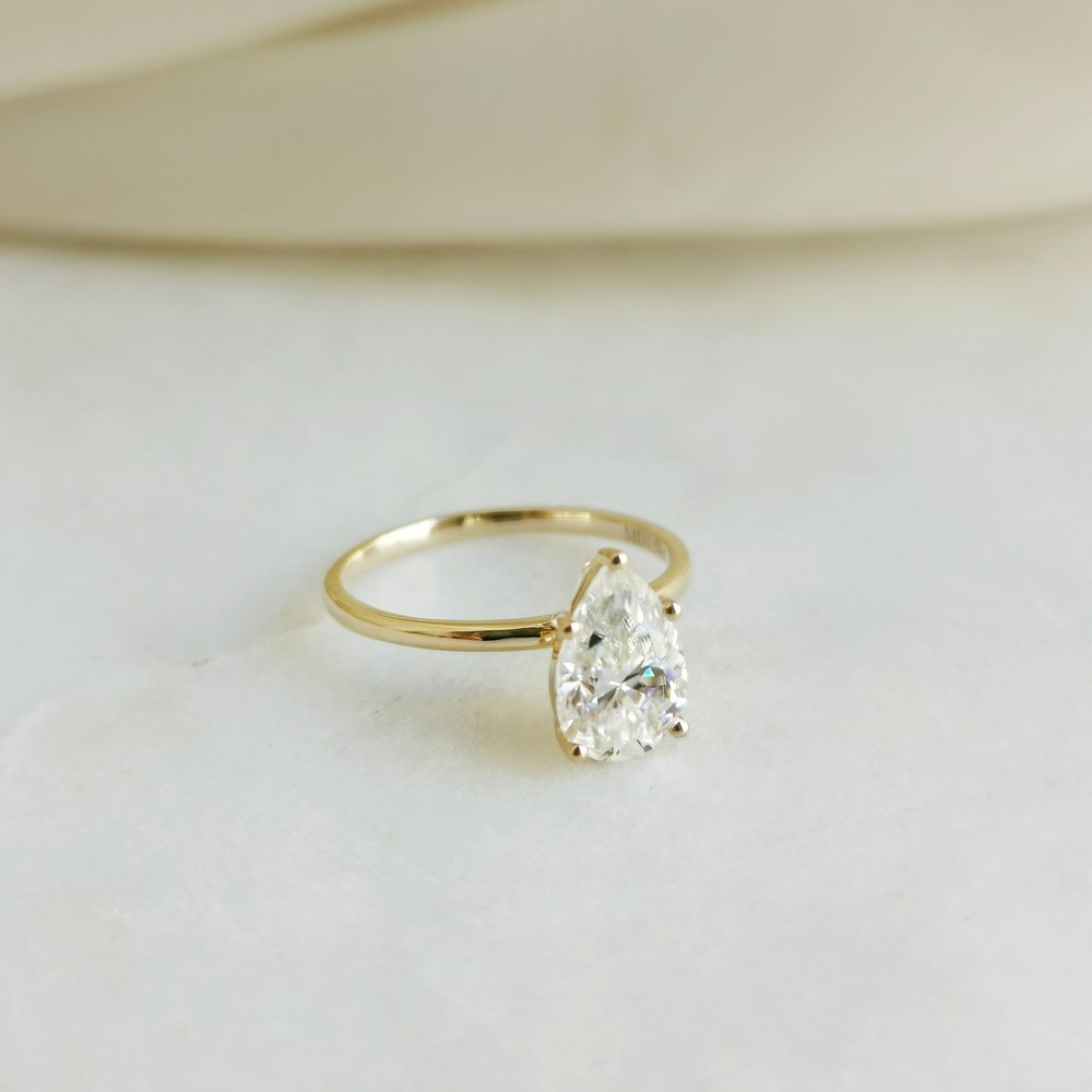 1.36 CT Pear Shaped Moissanite Solitaire Engagement Ring