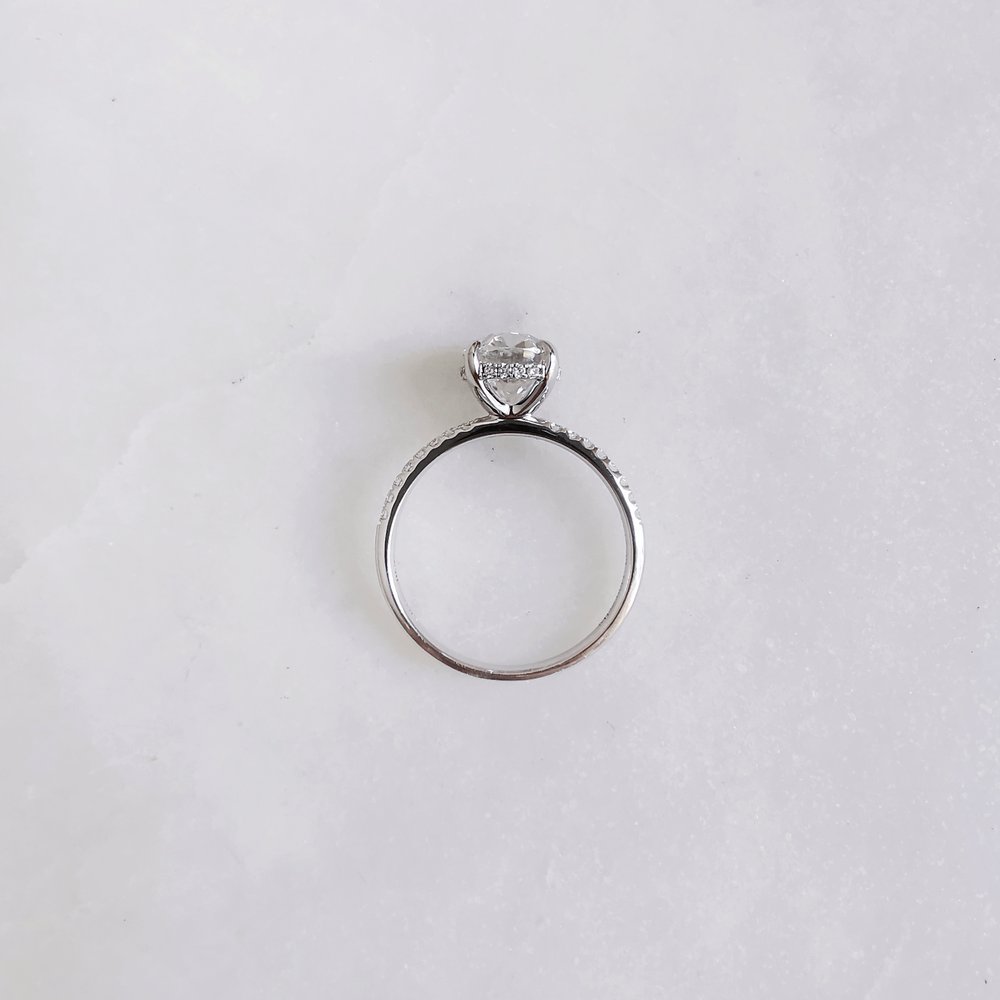 2.0 CT Oval Shaped Moissanite Hidden Halo Engagement Ring