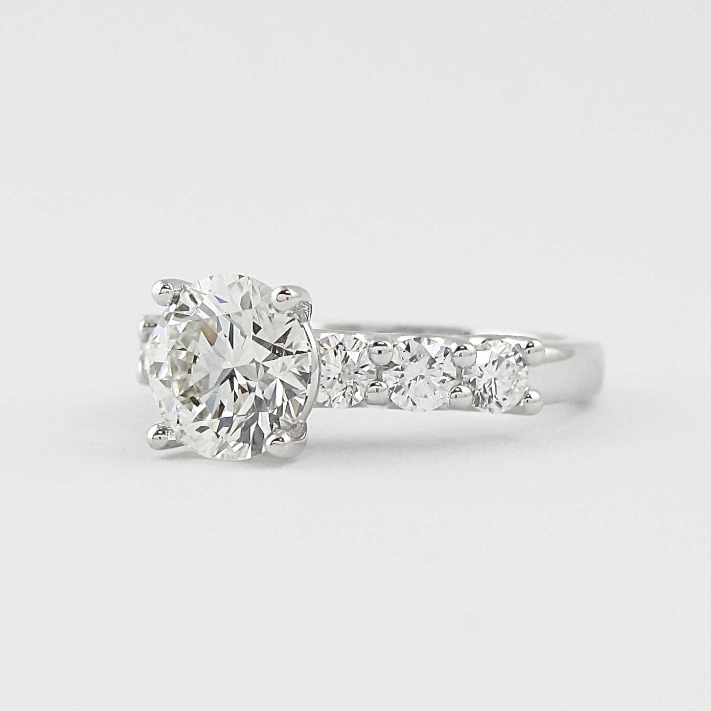 1.0 CT Round Cut Pave Setting Moissanite Engagement Ring