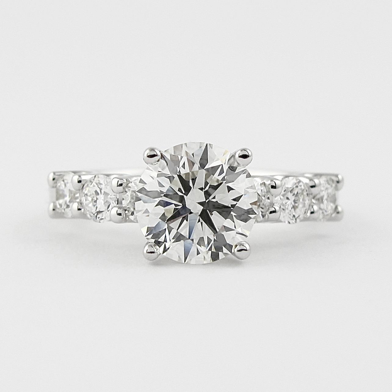 1.0 CT Round Cut Pave Setting Moissanite Engagement Ring