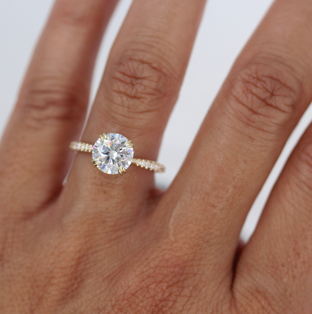 1.80 CT Round Solitaire Moissanite Engagement Ring With Pave Setting
