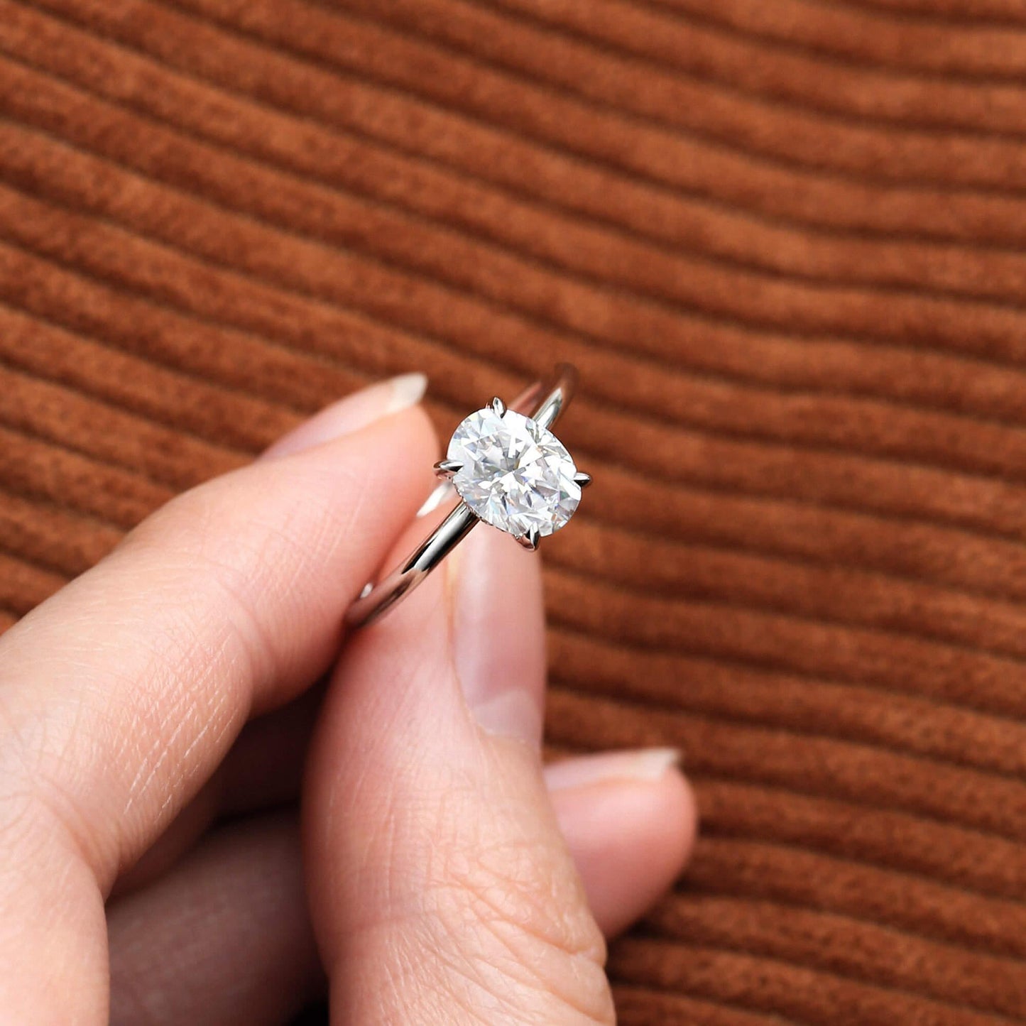 1.33 CT Oval Cut Solitaire Moissanite Engagement Ring