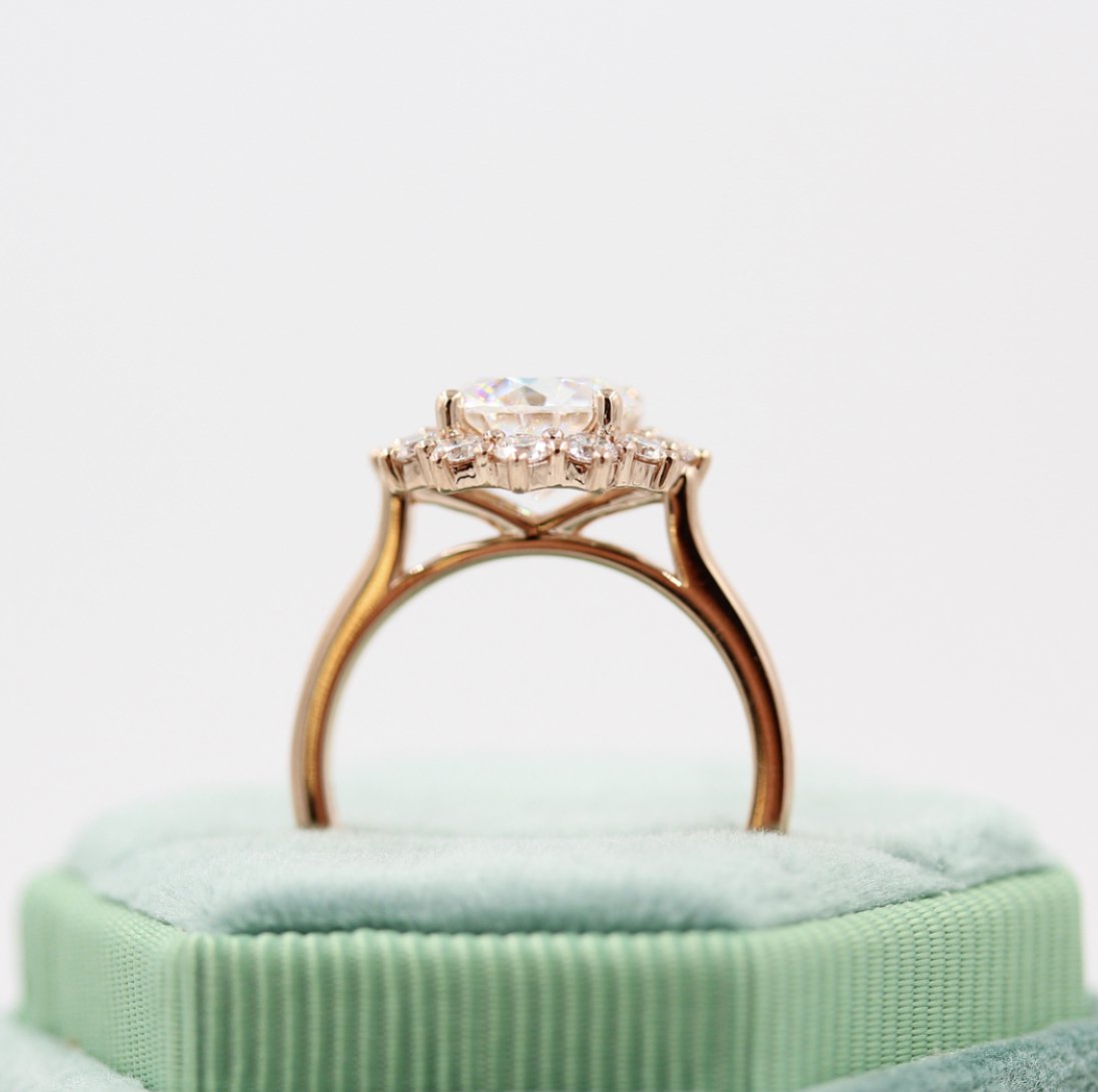 1.80 CT Round Cut Halo Moissanite Engagement Ring