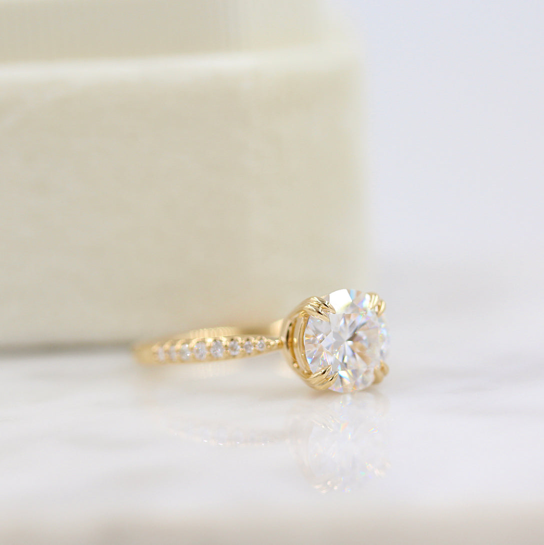1.80 CT Round Solitaire Moissanite Engagement Ring With Pave Setting