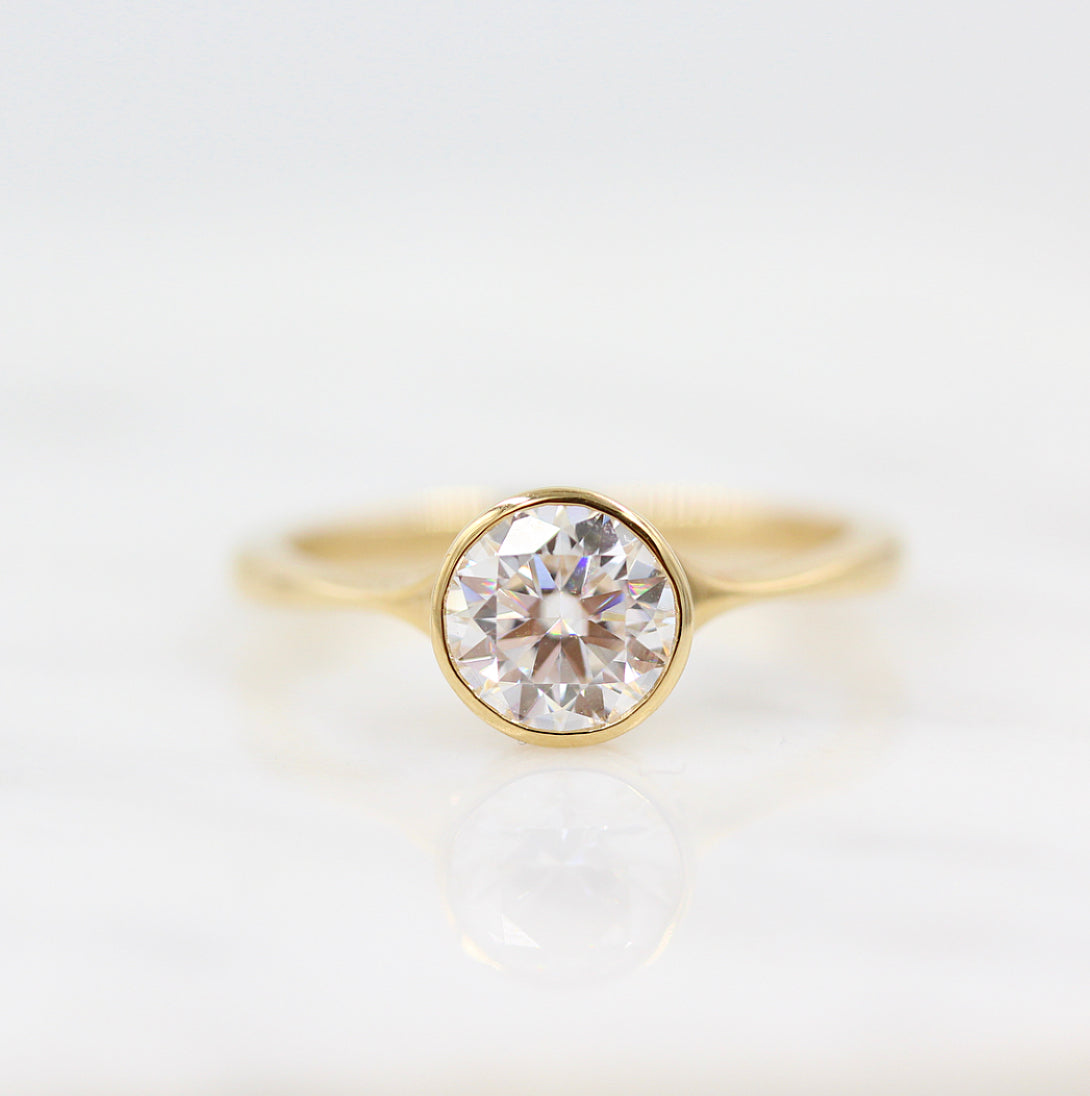 1.80 CT Round Cut Bezel Solitaire Moissanite Engagement Ring