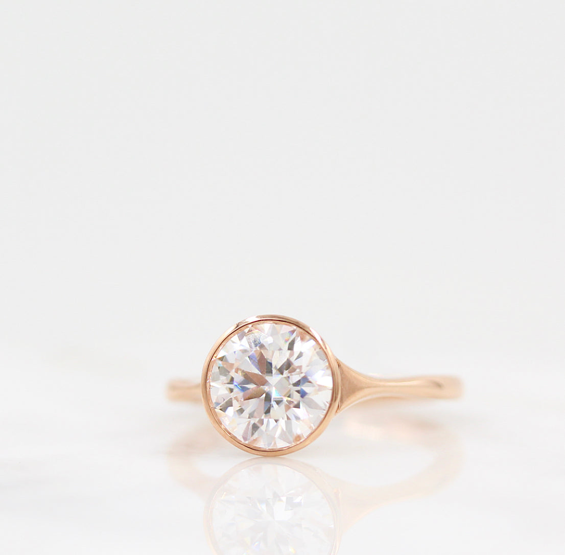 1.80 CT Round Cut Bezel Solitaire Moissanite Engagement Ring