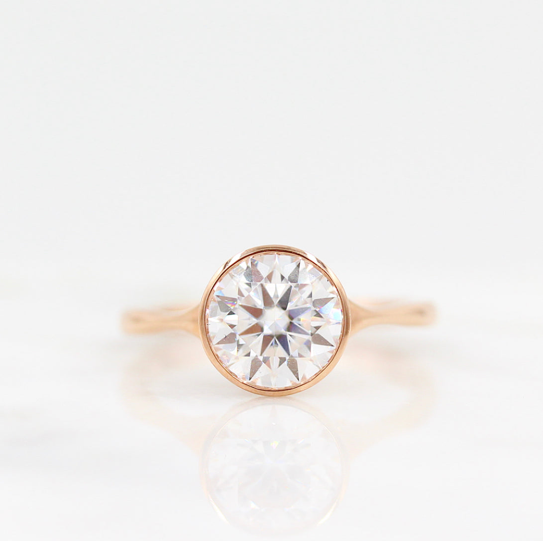 1.80 CT Round Cut Bezel Solitaire Moissanite Engagement Ring