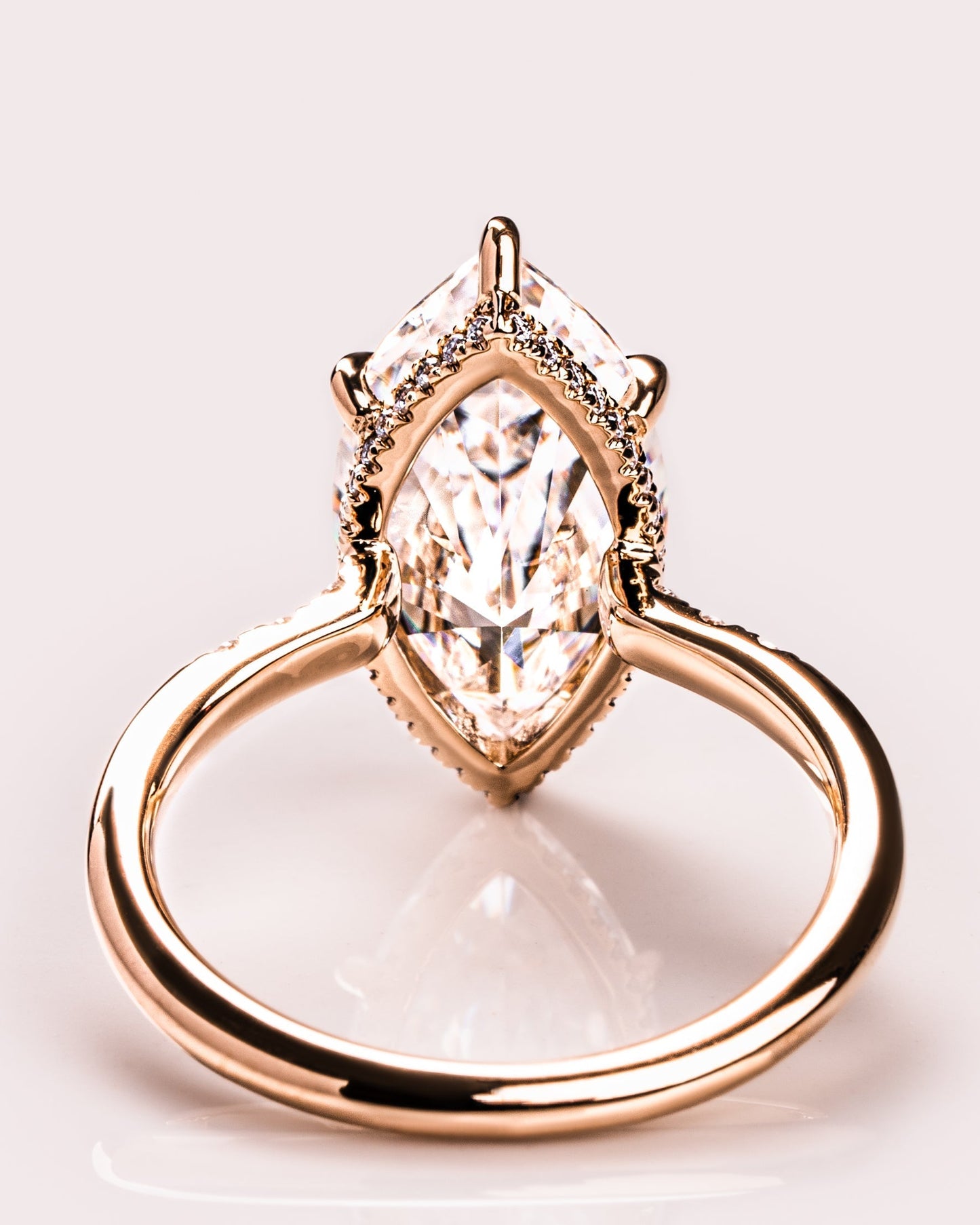 2.48 CT Marquise Cut Solitaire Moissanite Engagement Ring With Hidden Halo Setting