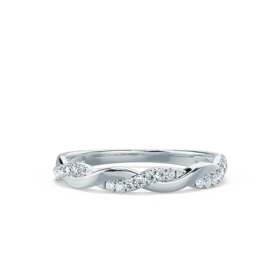 0.20 CT Round Shaped Moissanite Twig Style Wedding Band