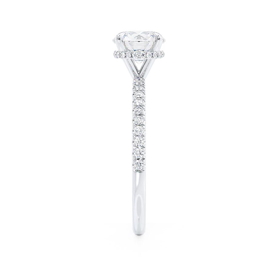 1.0 CT Round Shaped Moissanite Hidden Halo Style Engagement Ring