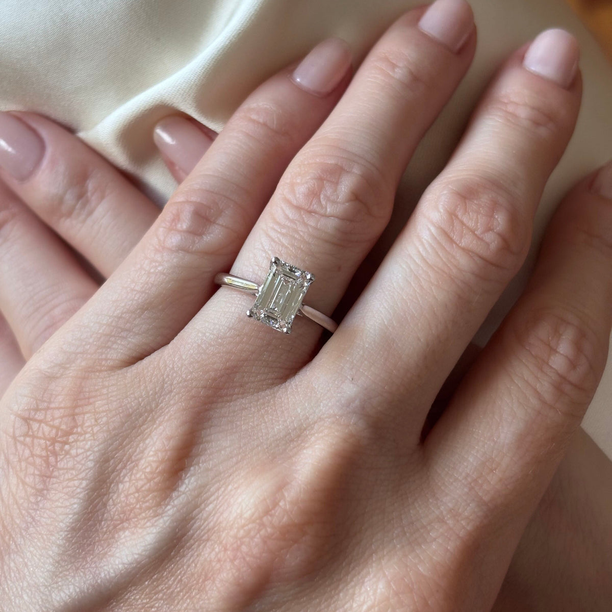 0.50 CT Emerald Solitaire Moissanite Engagement Ring