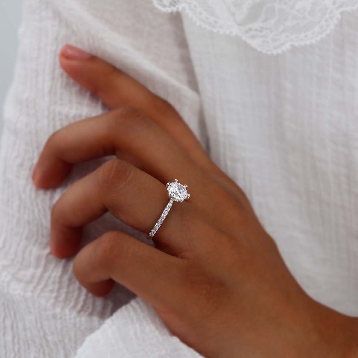 2.20 CT Round Shaped Moissanite Solitaire Pave Style Engagement Ring
