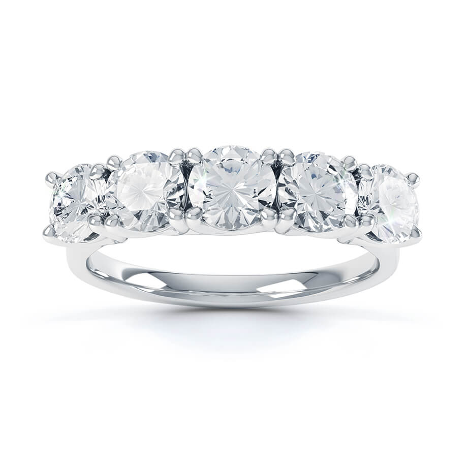 1.25 CT Round Shaped Moissanite 5 Stones Wedding Band