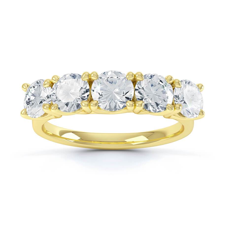 1.25 TCW Round Shaped Moissanite 5 Stones Wedding Band