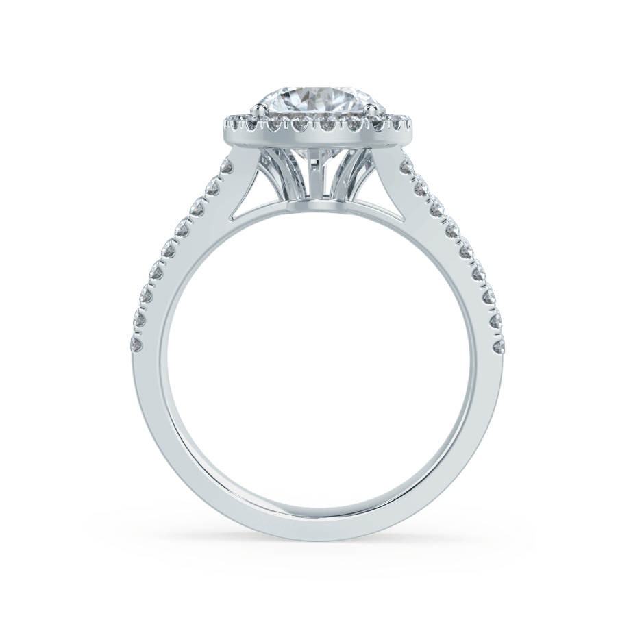 0.50 CT Round Shaped Moissanite Halo Style Double Band Engagement Ring