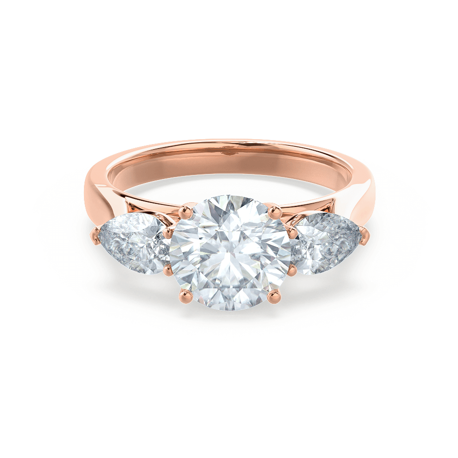 1.0 CT Round Shaped Moissanite Three Stone Style Engagement Ring