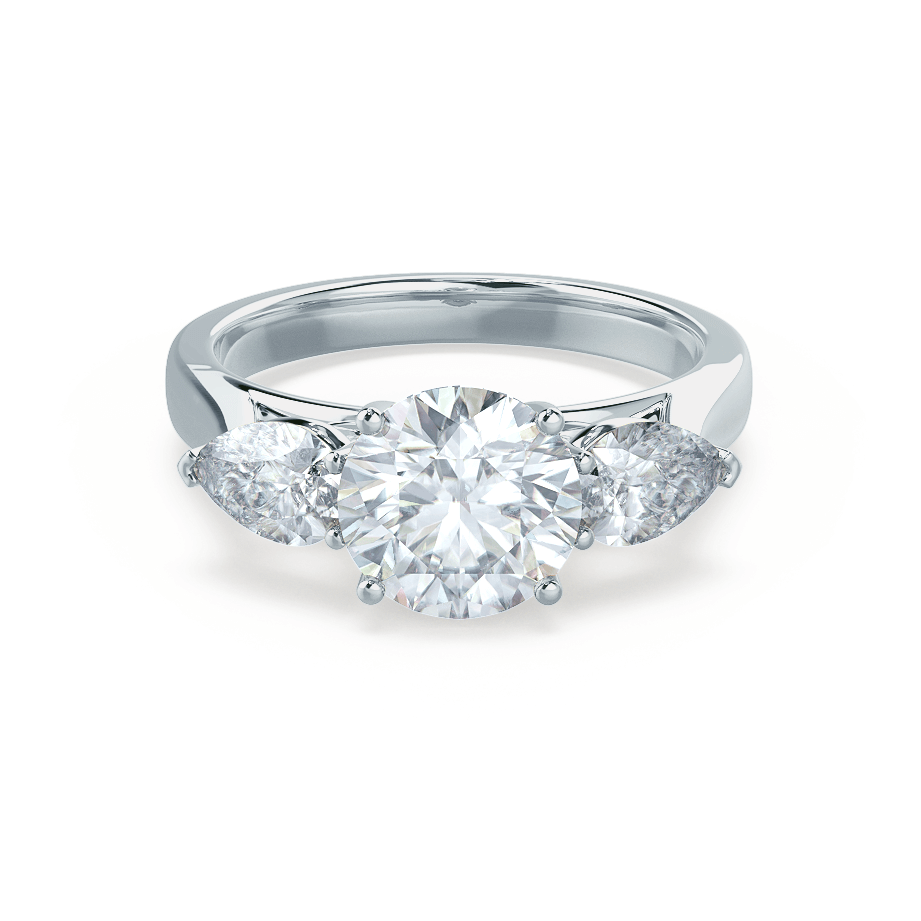 1.0 CT Round Shaped Moissanite Three Stone Style Engagement Ring