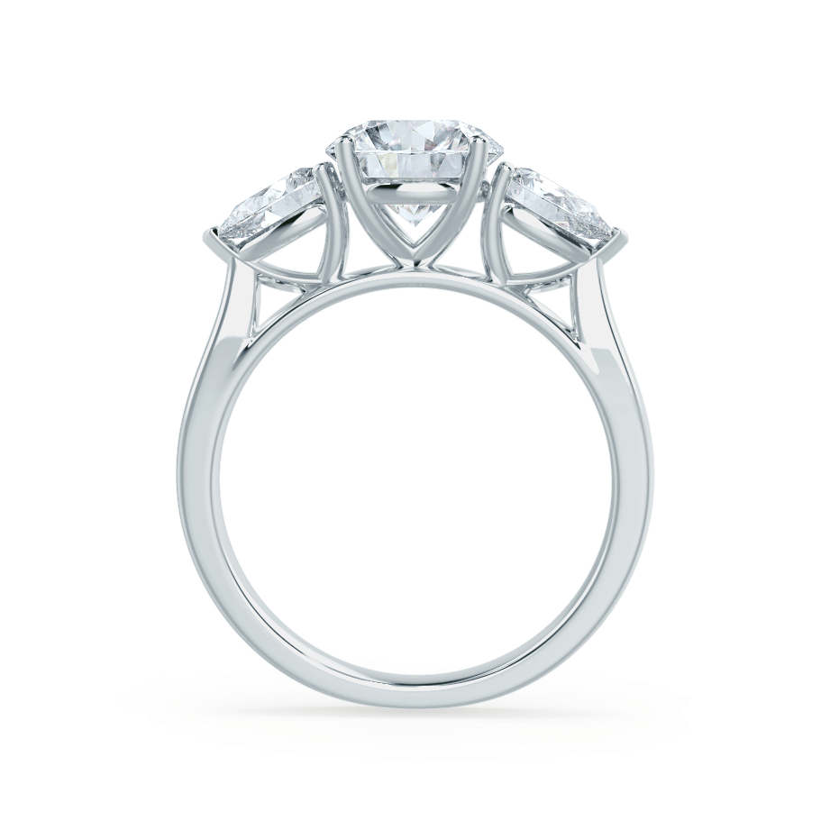 1.0 CT Round Shaped Moissanite Three Stone Style Engagement Ring