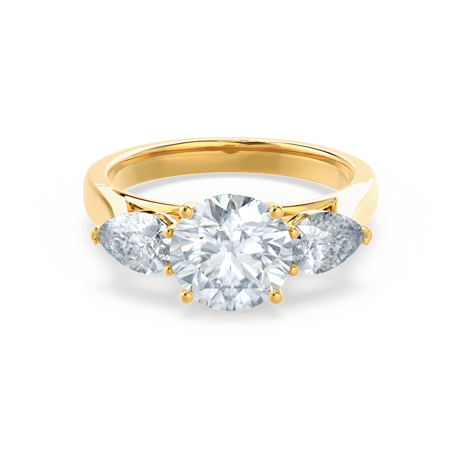 1.0 CT Round Shaped Moissanite Three Stone Engagement Ring