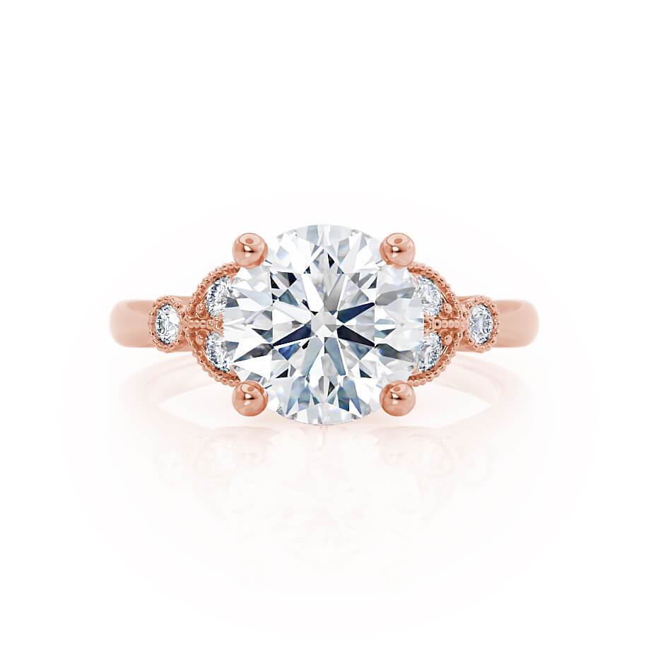 1.5 CT Round Shaped Moissanite Cluster Style Engagement Ring