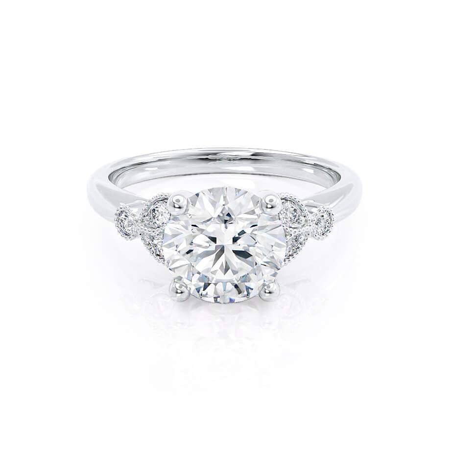 1.5 CT Round Shaped Moissanite Cluster Style Engagement Ring